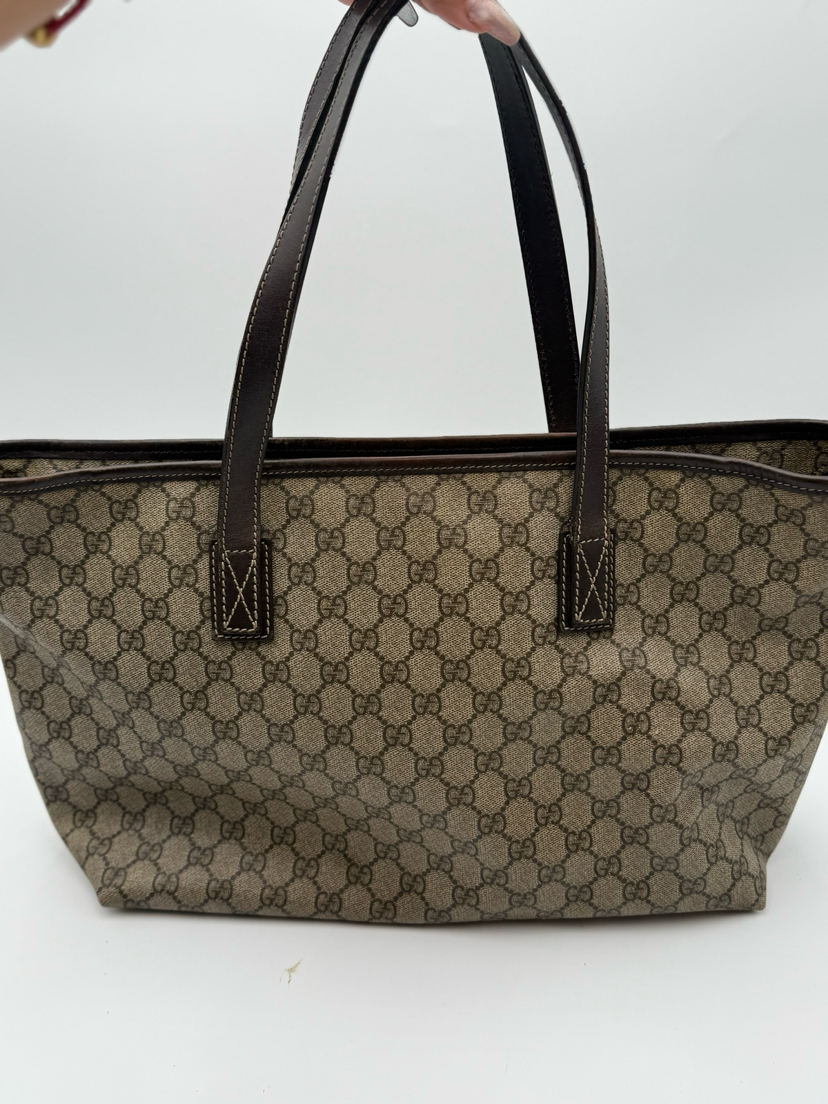 Gucci Monogram Supreme Zipper Tote Shoulder Bag