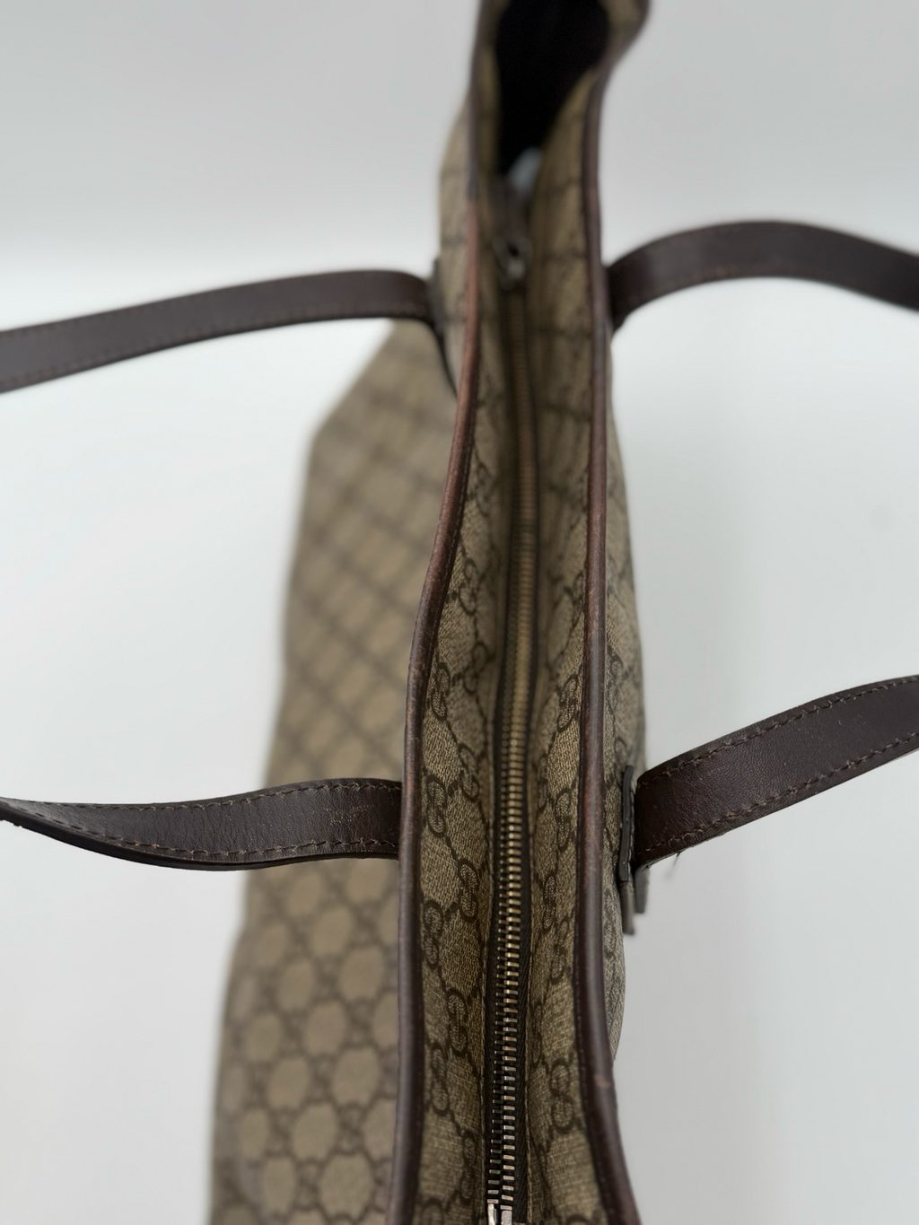 Gucci Monogram Supreme Zipper Tote Shoulder Bag