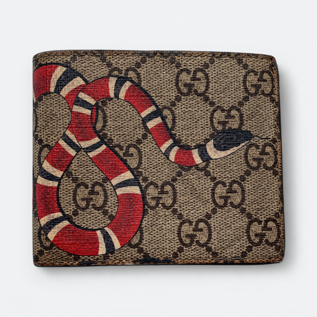 Gucci GG Supreme Kingsnake Bifold Wallet in Brown