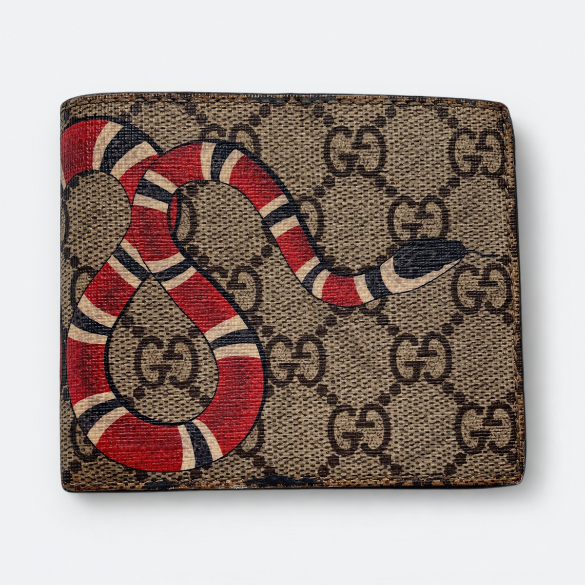 Gucci GG Supreme Kingsnake Bifold Wallet in Brown