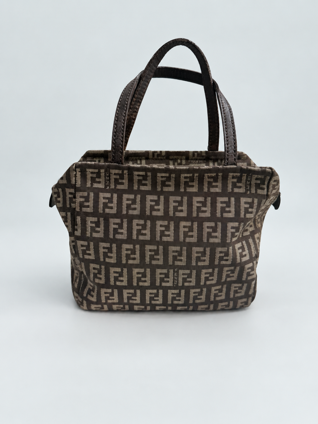 Fendi Zucchino Top Handle Square Mini Bag Satchel