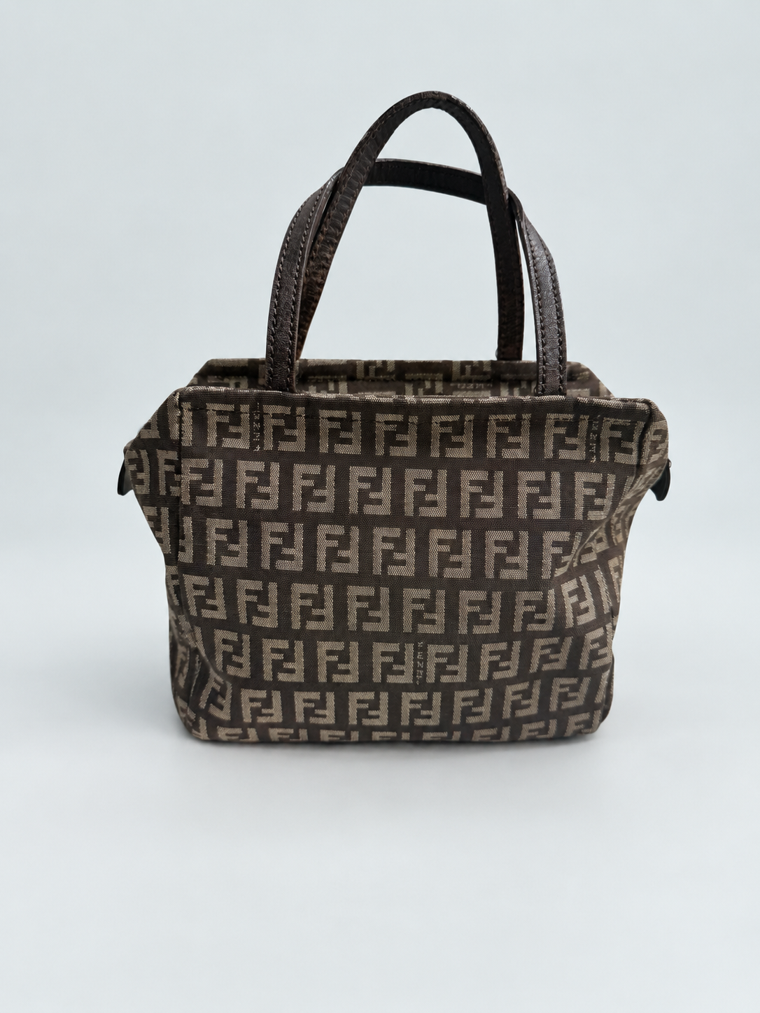 Fendi Zucchino Top Handle Square Mini Bag Satchel