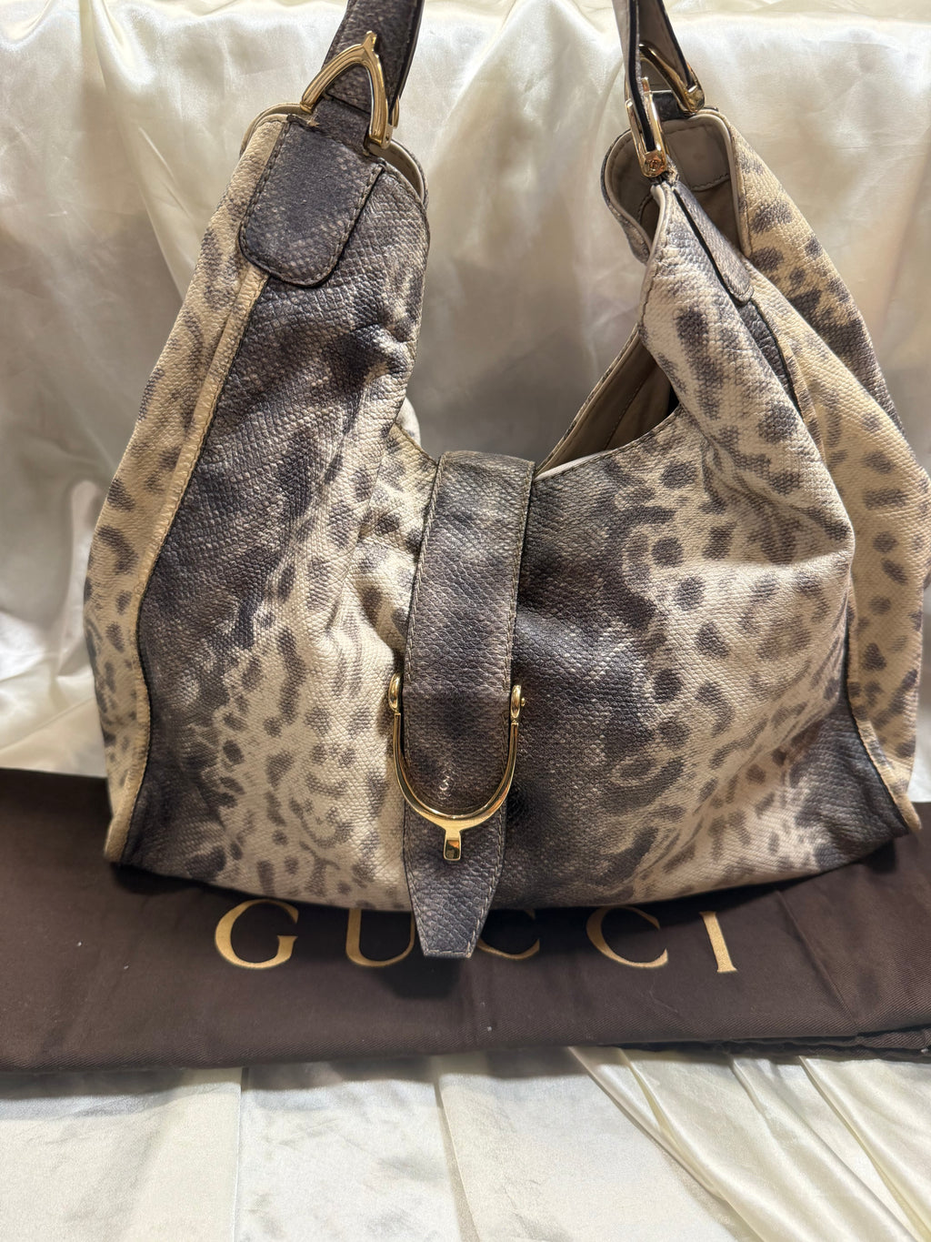 Gucci Animalier Karung Gray Tote Printed Shoulder Bag