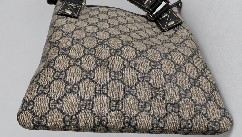 Gucci Supreme Flat Web Loop Messenger Crossbody Sling Bag in Navy Blue