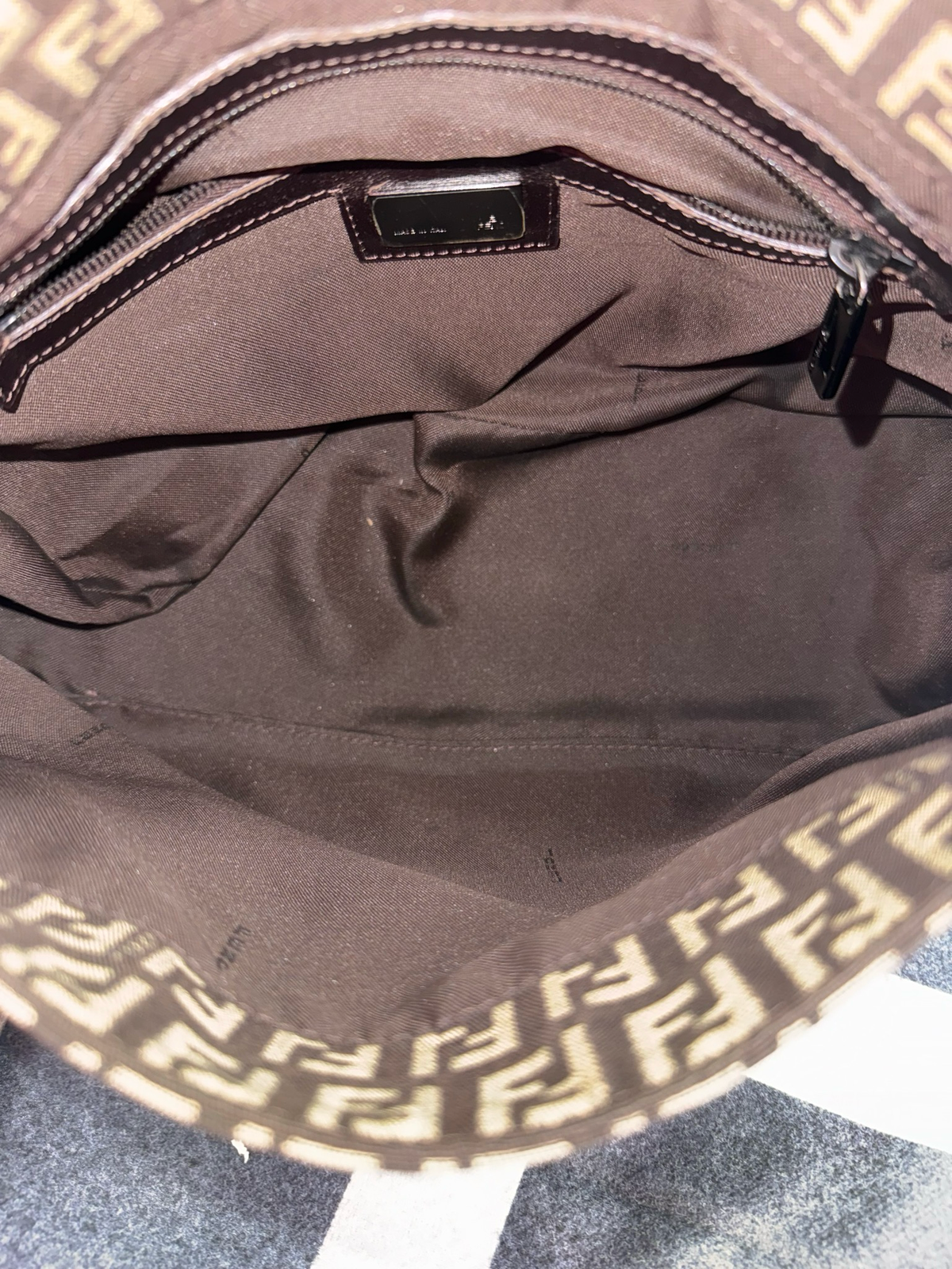 Fendi Zucca Baguette Hobo Mama Shoulder Bag
