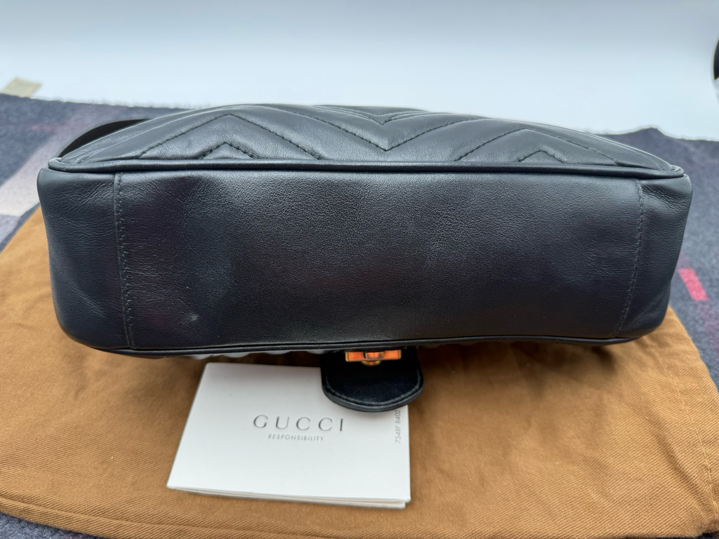 Gucci Marmont Matelasse Flap Small Crossbody Black