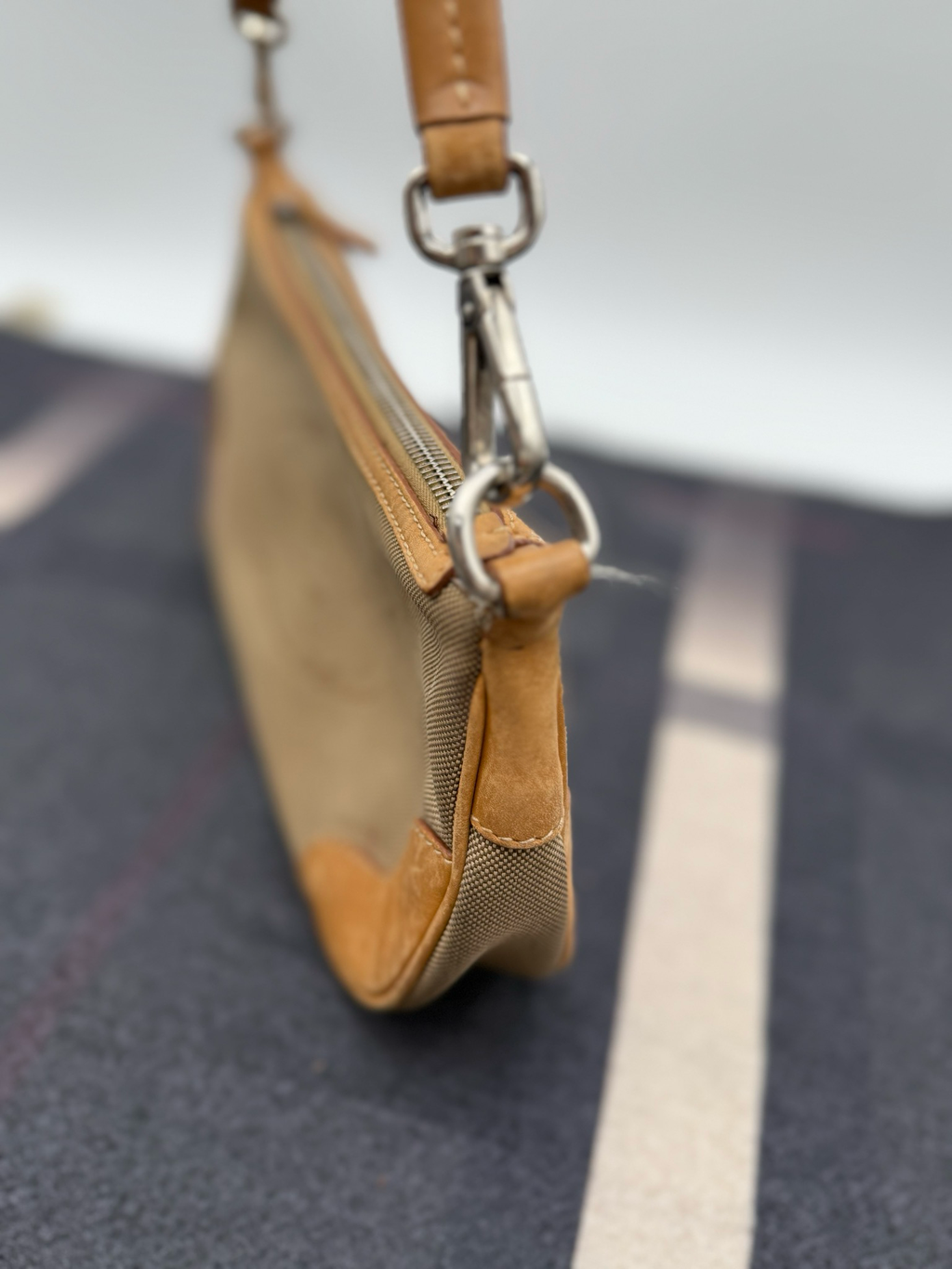 Prada Canapa Jacquard Baguette Logo Pochette Shoulder
