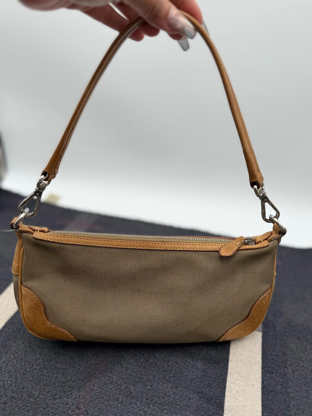 Prada Canapa Jacquard Baguette Logo Pochette Shoulder