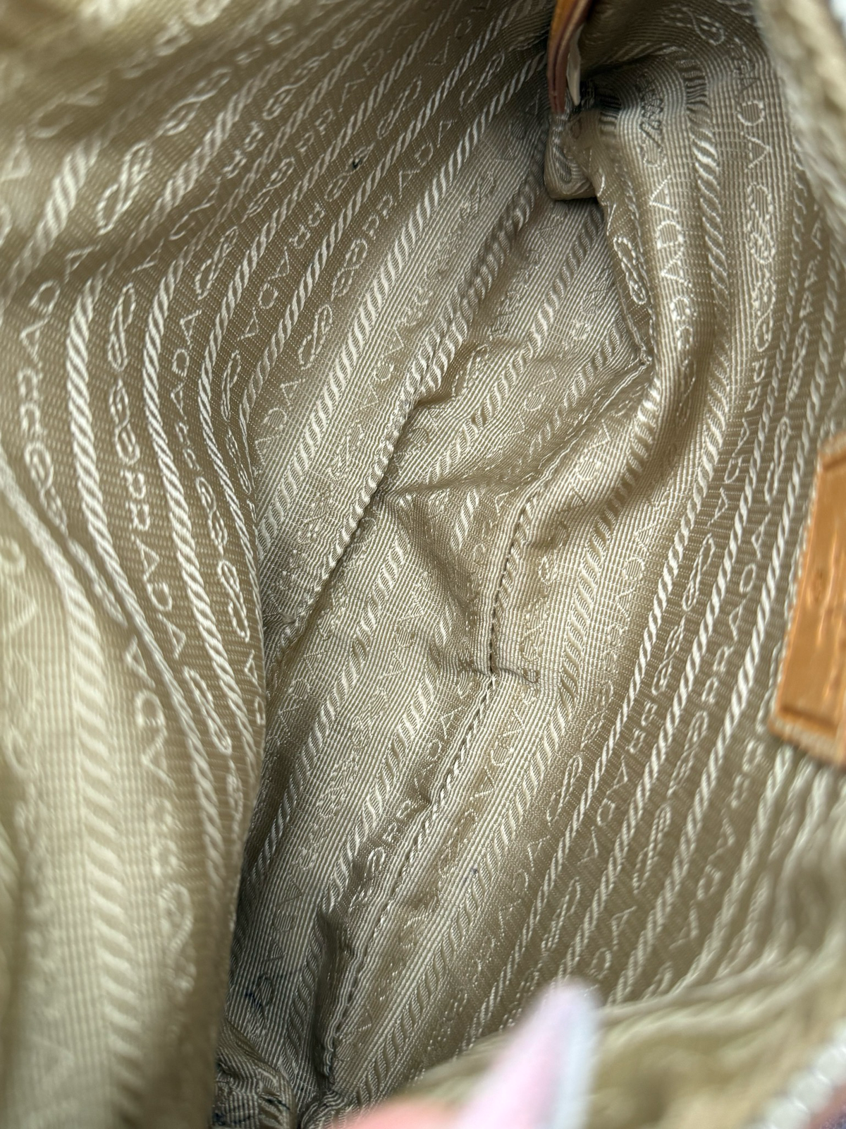 Prada Canapa Jacquard Baguette Logo Pochette Shoulder