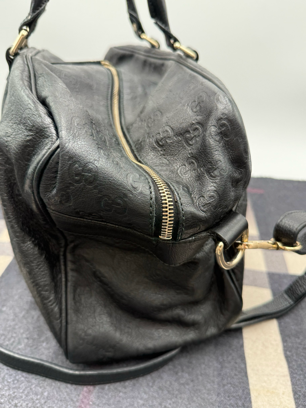 Gucci Micro Monogram Leather Guccissima Travel Duffle Messenger