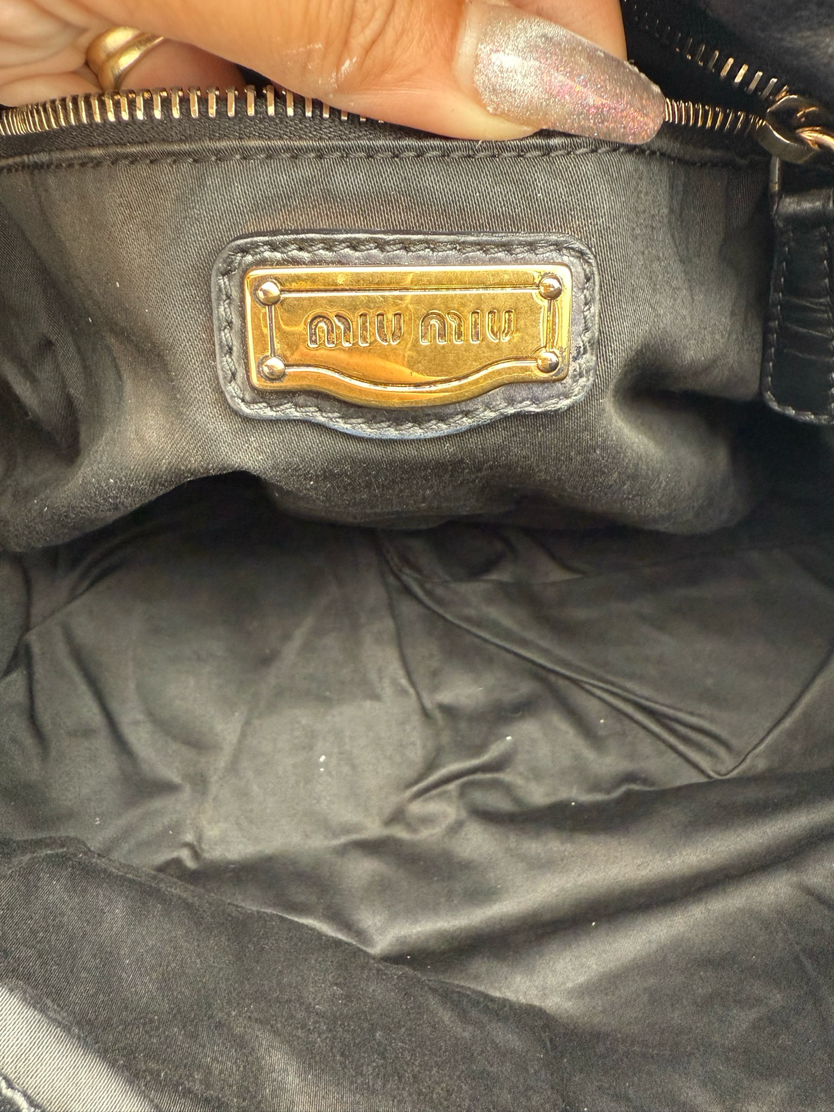 Miumiu Vitello Daino Bow Crossbody Messenger