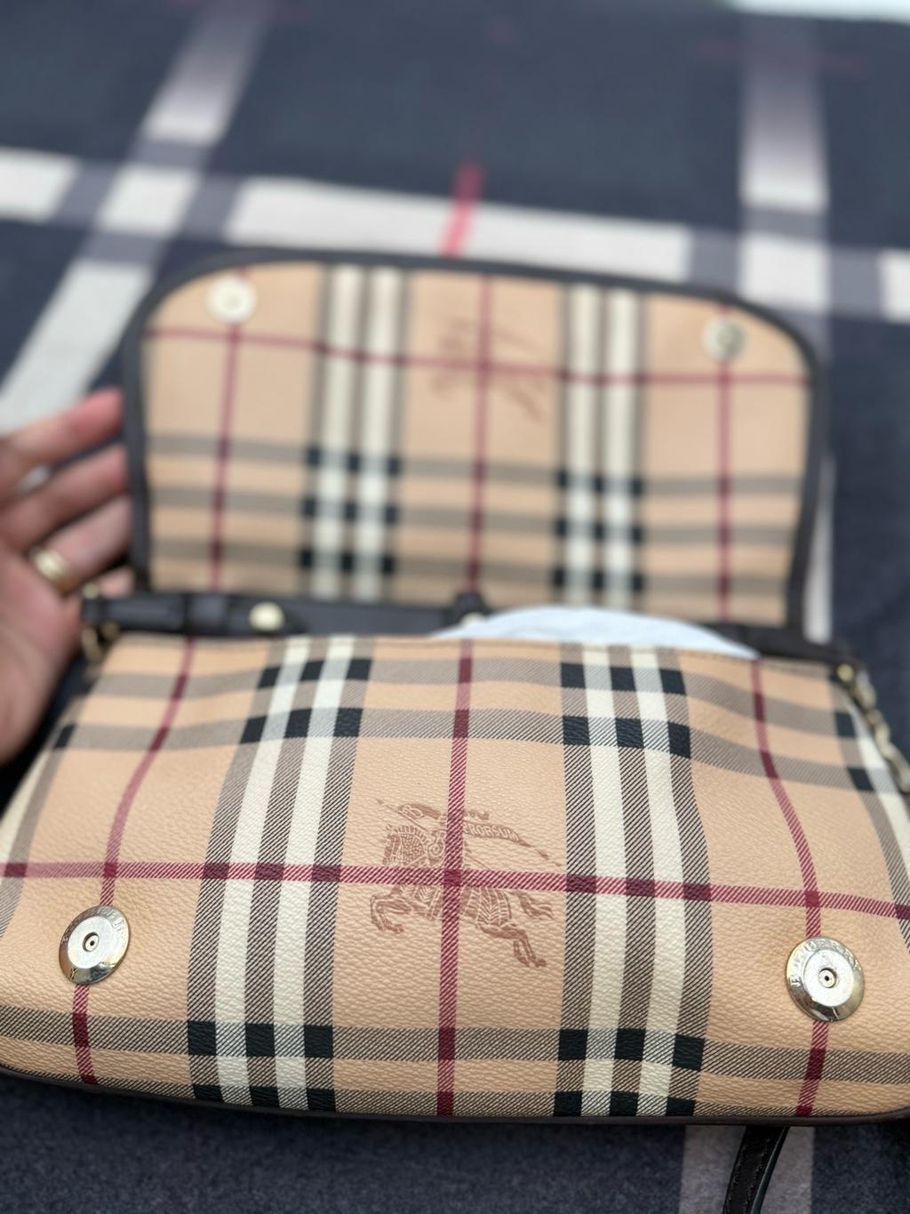 Burberry Haymarket Check Flap Messenger Crossbody Small