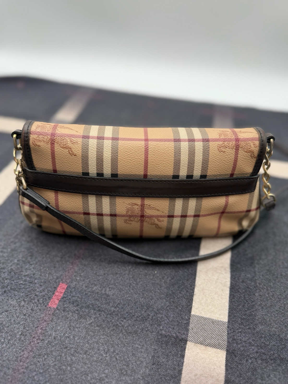 Burberry Haymarket Check Flap Messenger Crossbody Small