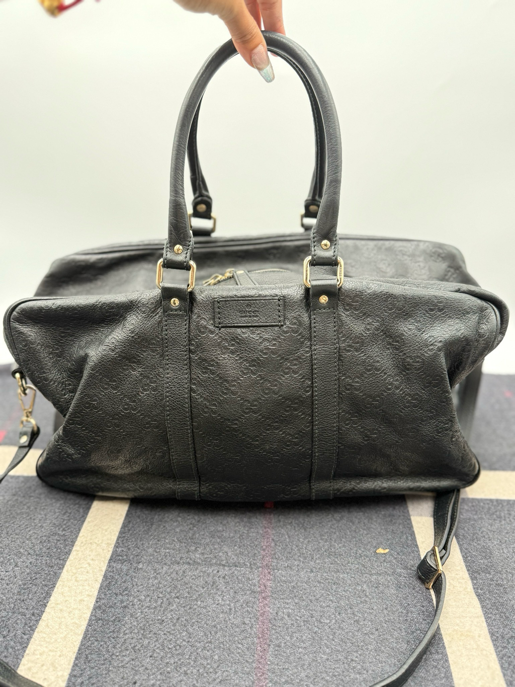 Gucci Micro Monogram Leather Guccissima Travel Duffle Messenger