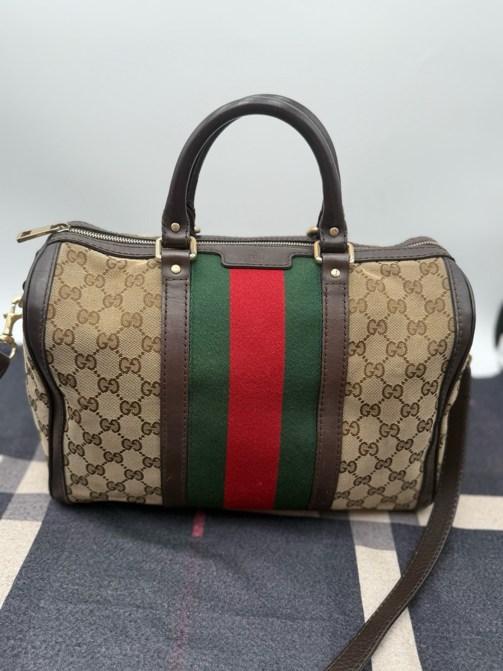 Gucci Monogram Web Crossbody Boston Messenger