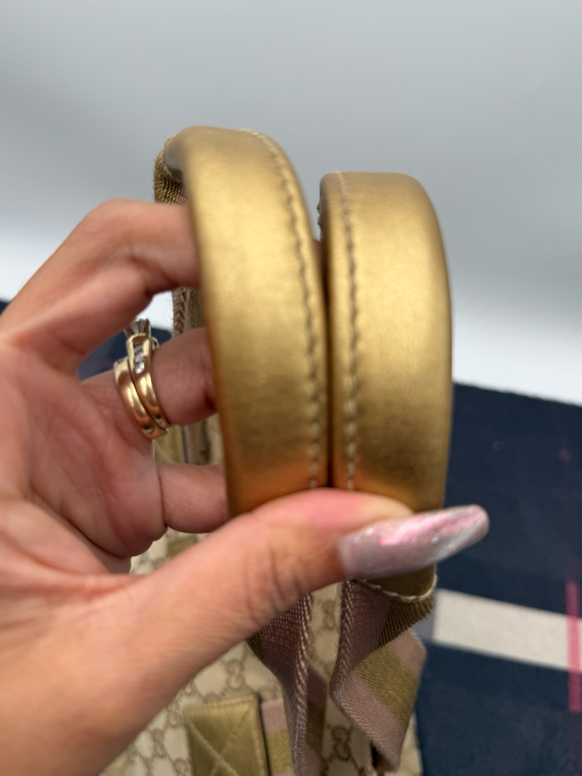 Gucci Monogram Web Tote Medium Bucket Bag Zipper