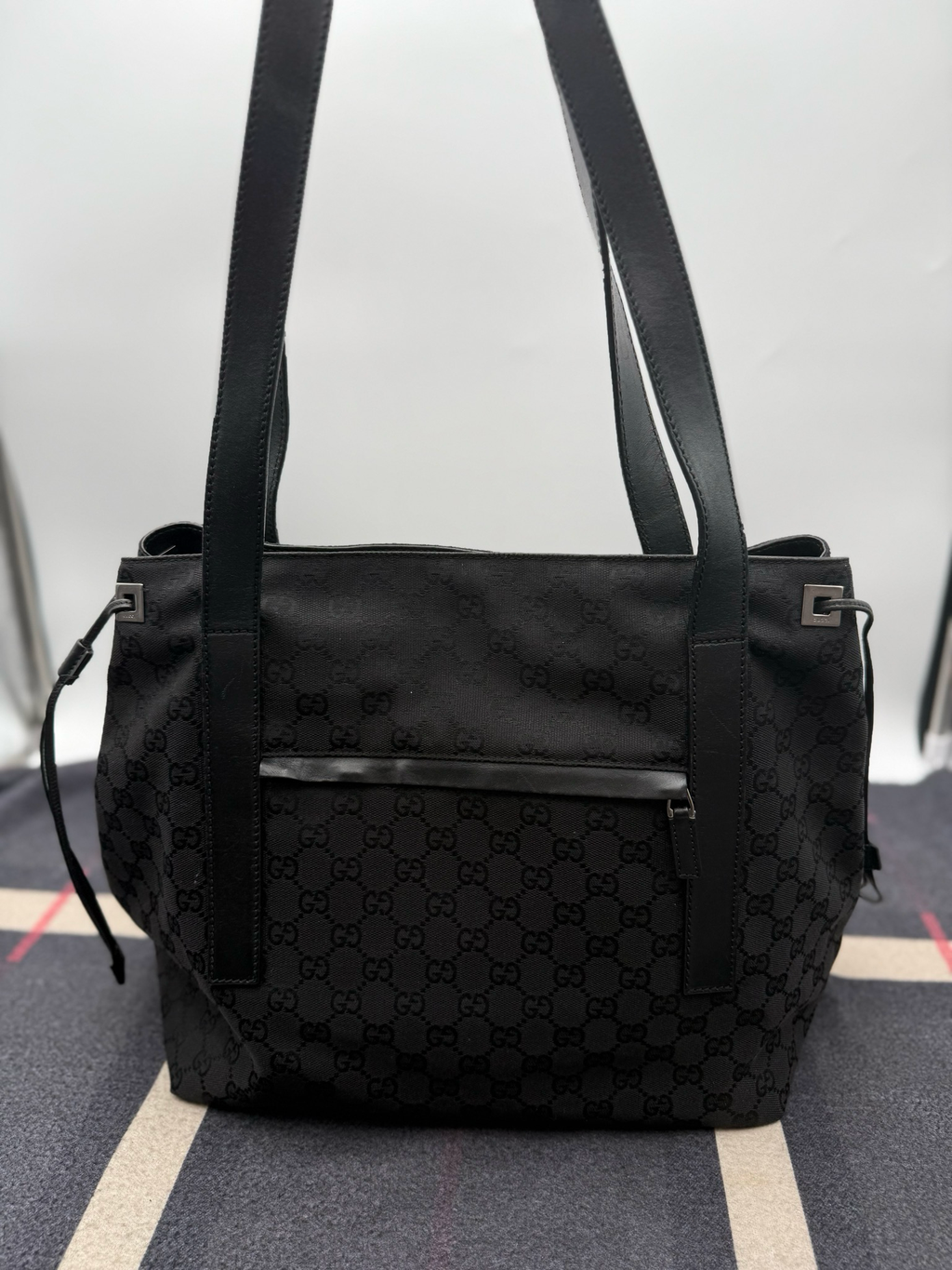 Gucci Monogram Canvas Black Shoulder Long Strap