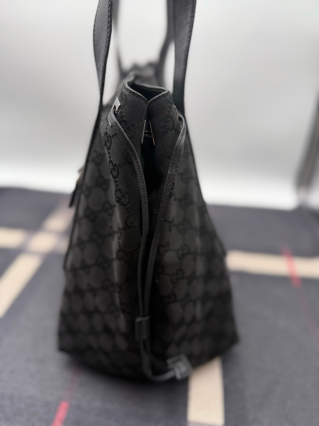Gucci Monogram Canvas Black Shoulder Long Strap