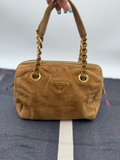 Prada Suede Small Boston Handbag Shoulder