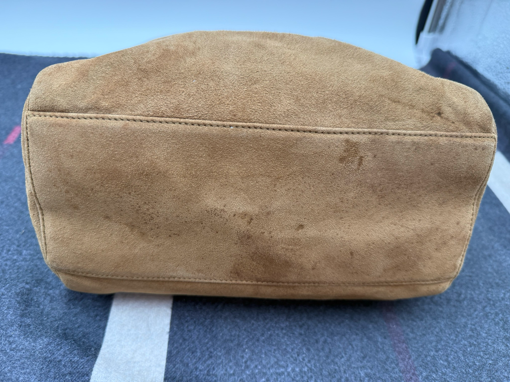 Prada Suede Small Boston Handbag Shoulder