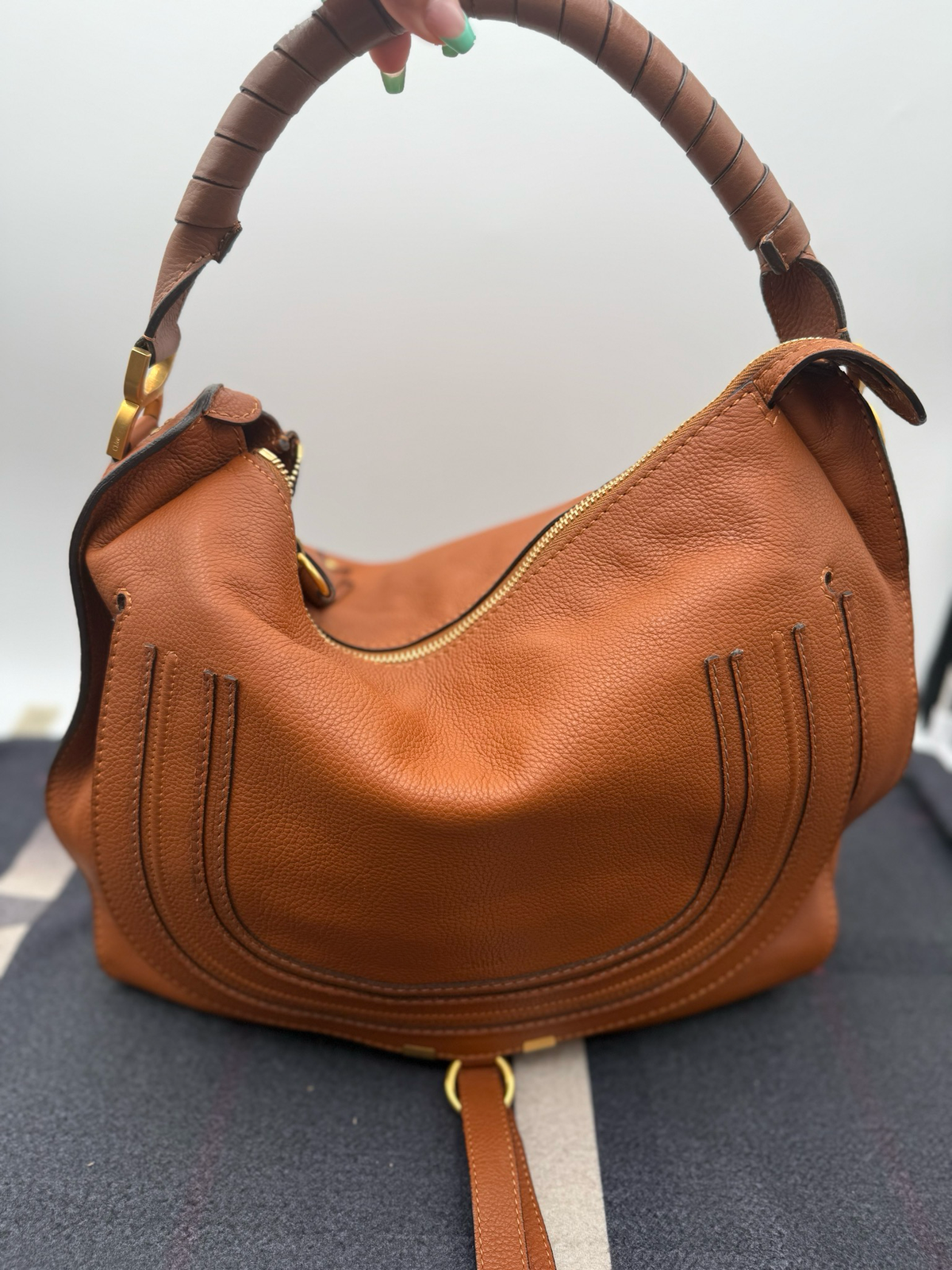 Chloe Marcie Hobo Large Shoulder Bag Tan Saddle