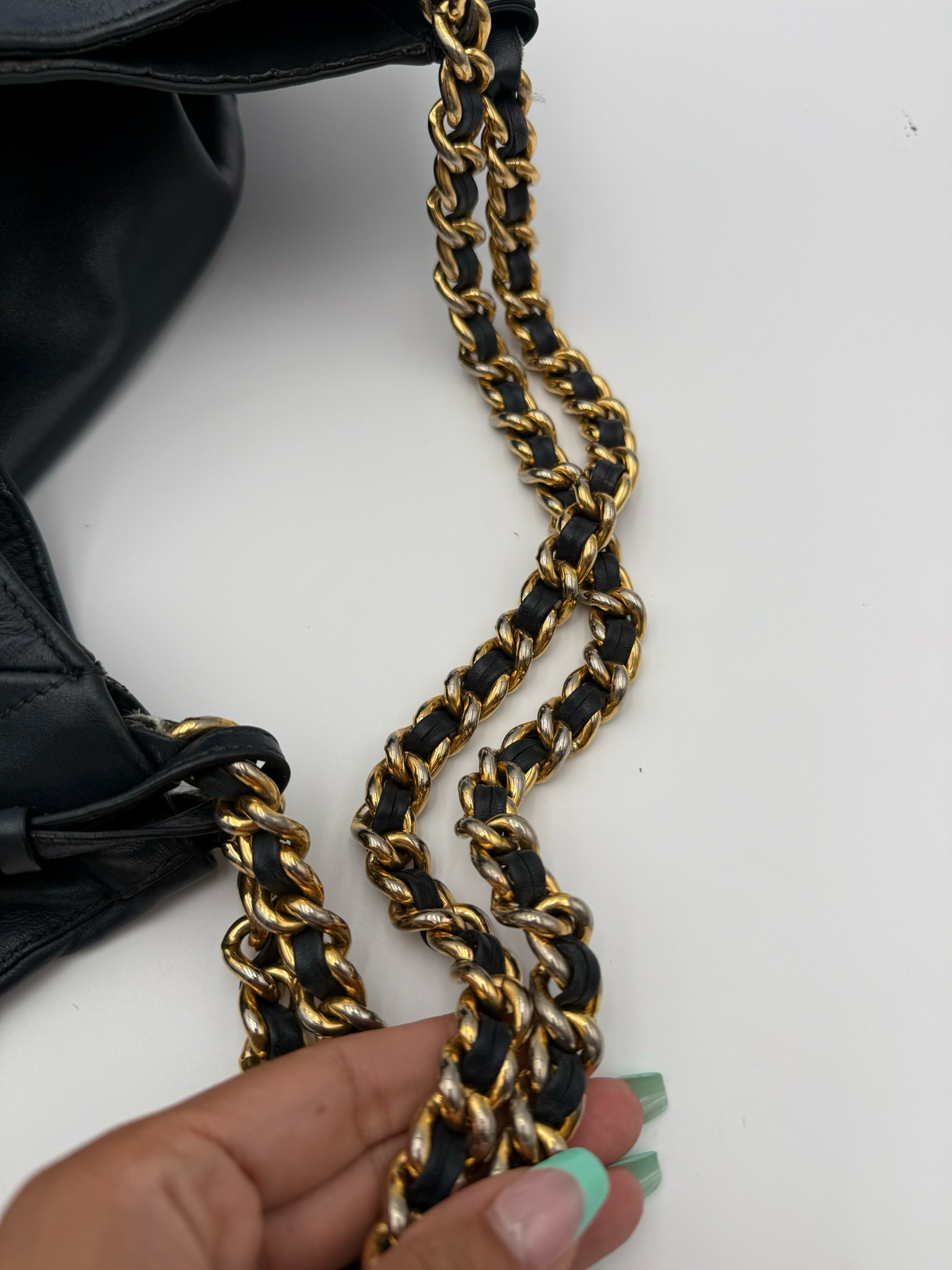 Prada Baltico Soft Calfskin Chain Tote Shoulder Long Strap