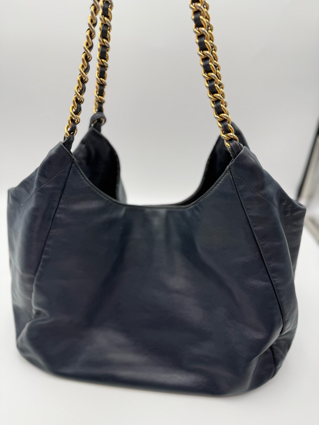 Prada Baltico Soft Calfskin Chain Tote Shoulder Long Strap