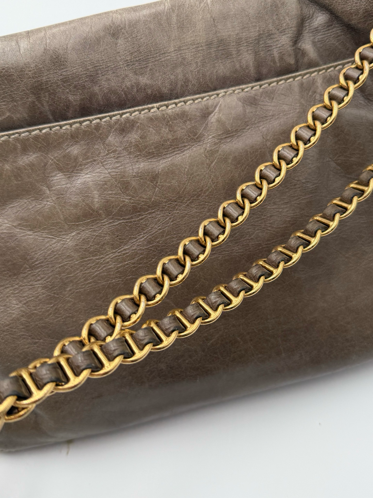Prada Vitello Shine Flap Pushlock Crossbody Messenger Chain Strap Shoulder Bag