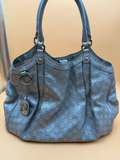 Gucci Sukey Monogram Leather Large Tote Metallic Silver