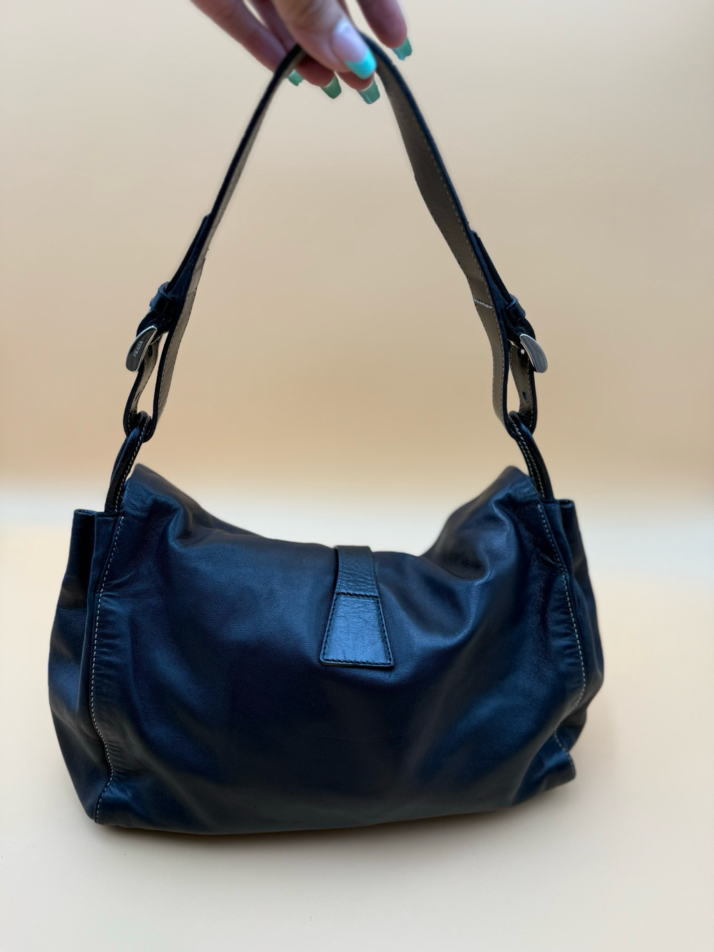Prada Soft Leather Hobo Vintage Shoulder Bag