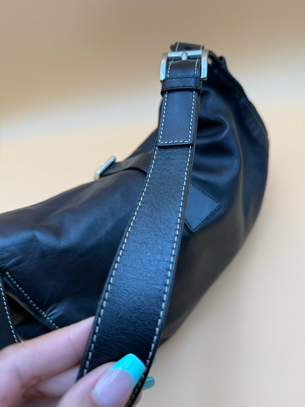 Prada Soft Leather Hobo Vintage Shoulder Bag
