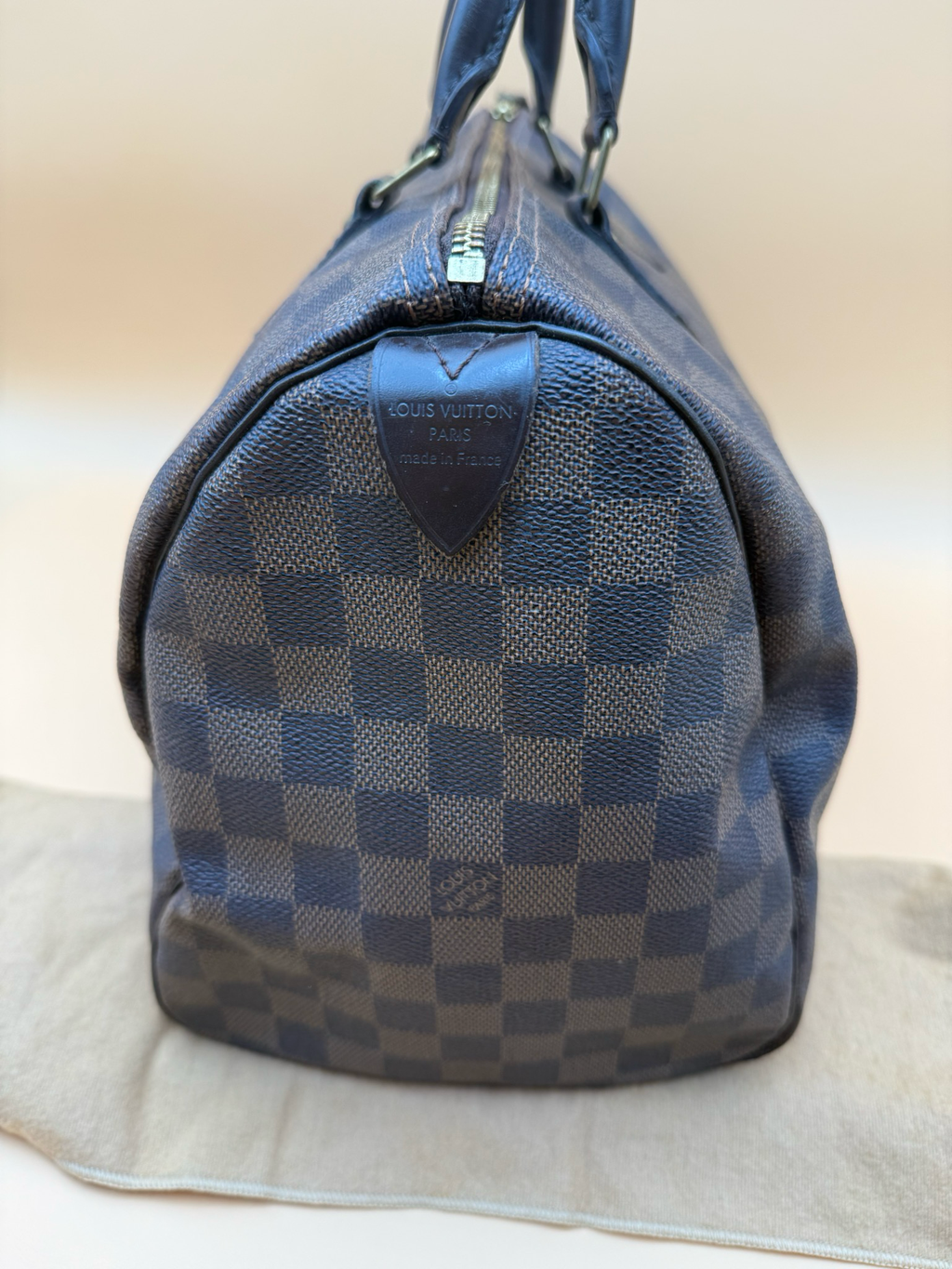 Louis Vuitton Speedy 35 Damier Ebene Satchel Top Handle