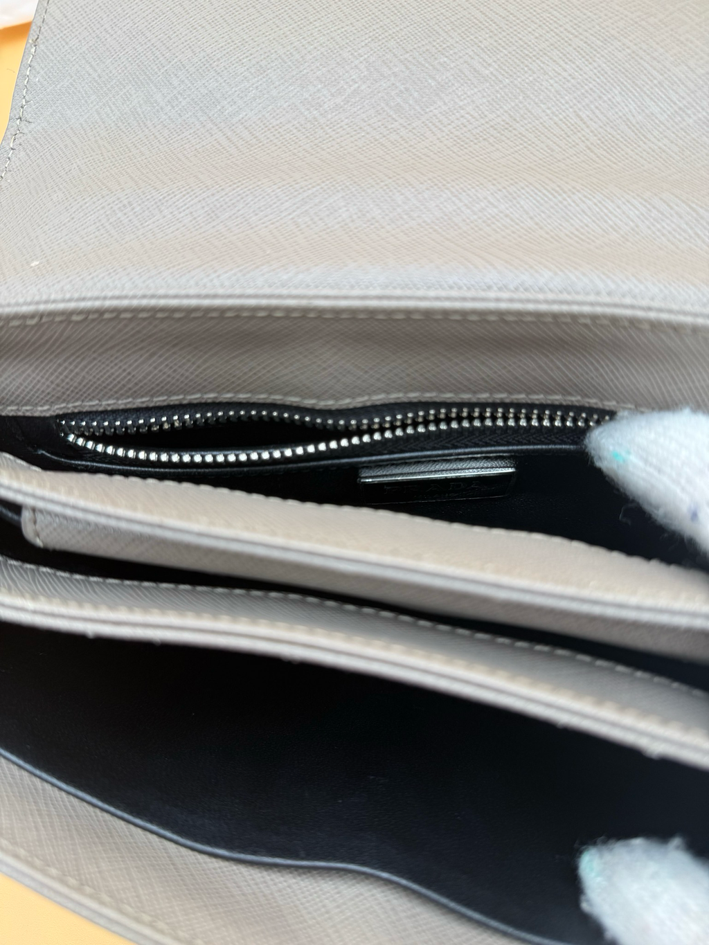 Prada Saffiano Lux Lock Chain Flap Grey Crossbody Messenger