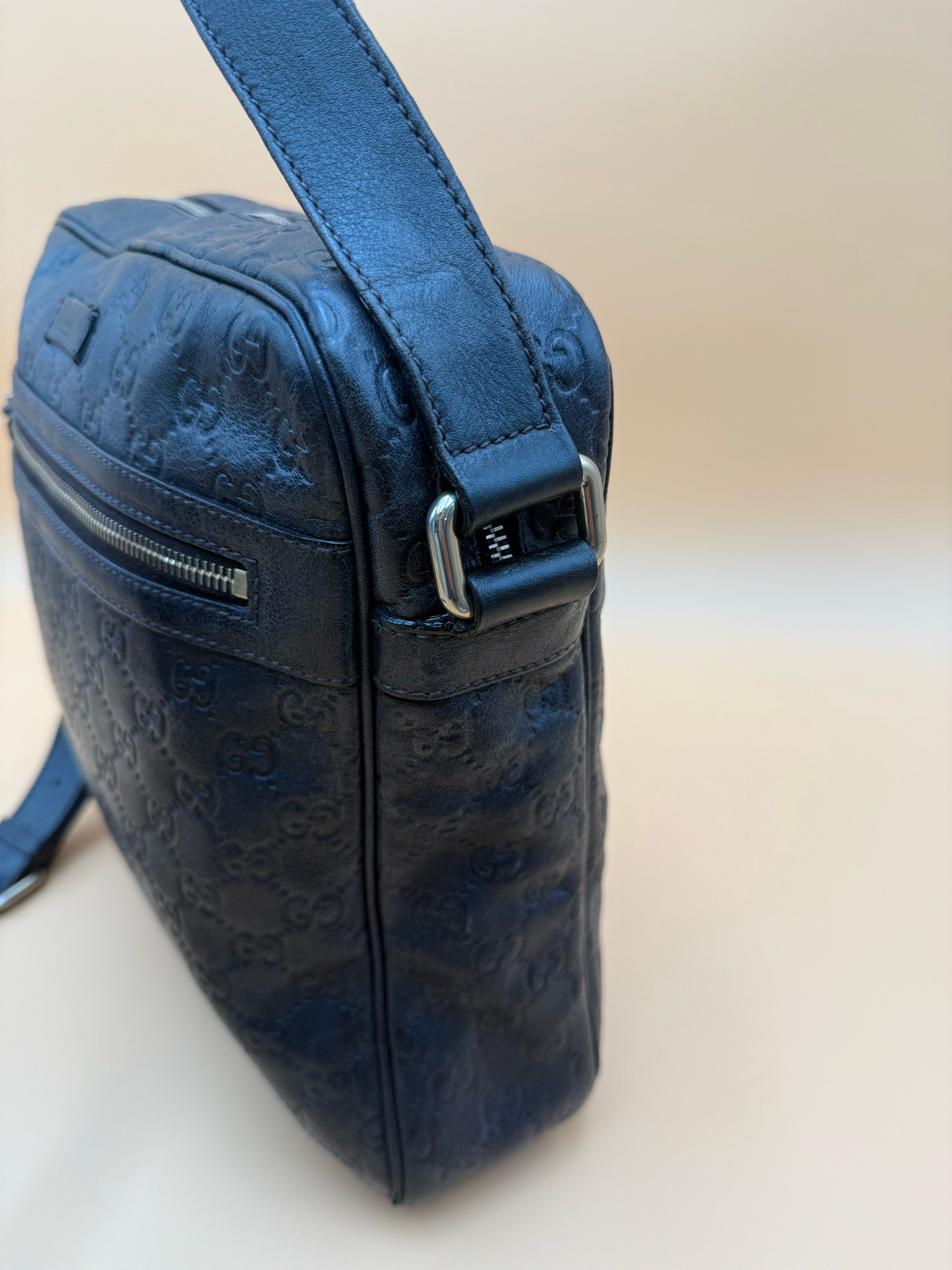 Gucci Monogram Leather Messenger Crossbody