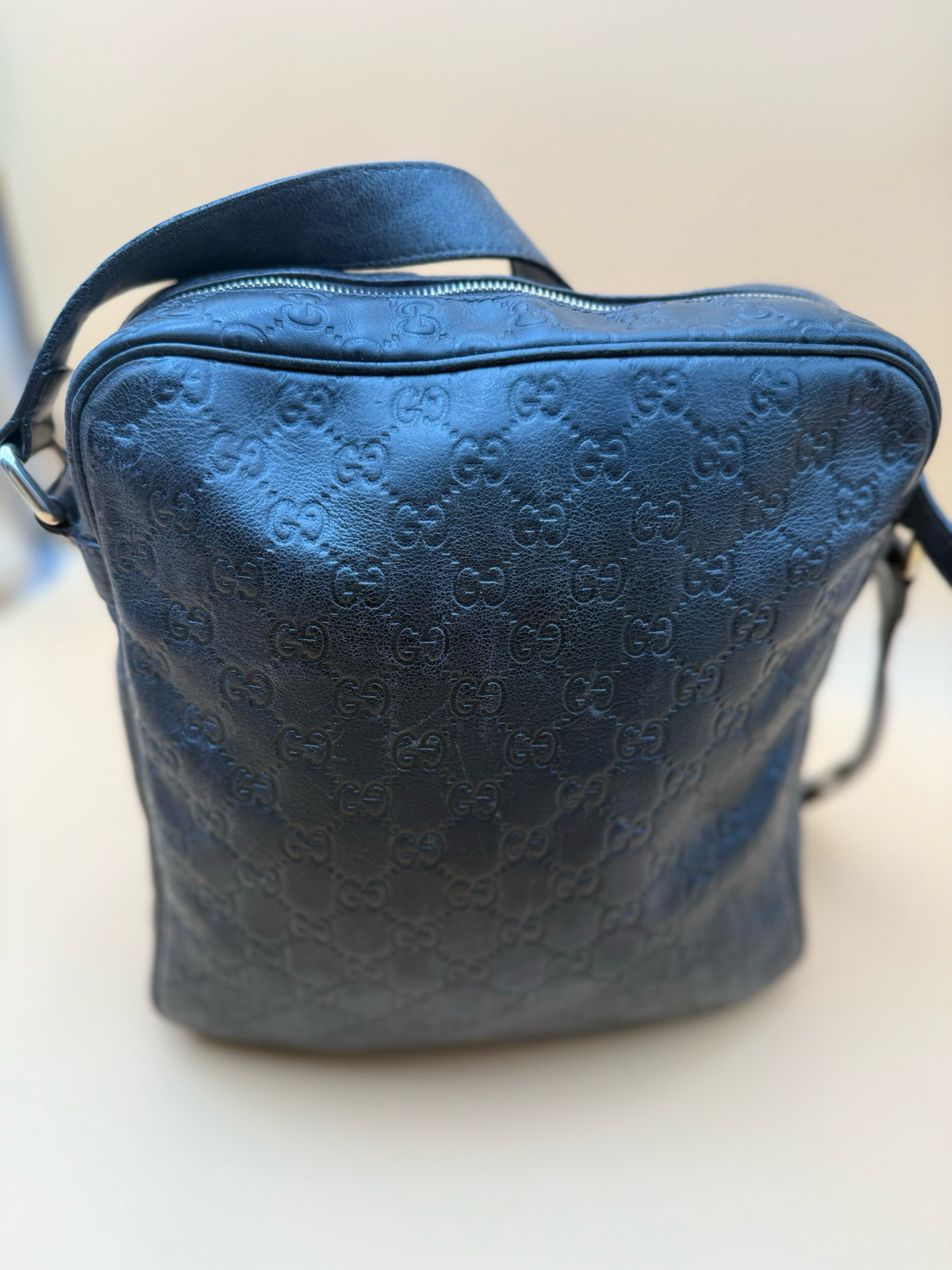 Gucci Monogram Leather Messenger Crossbody