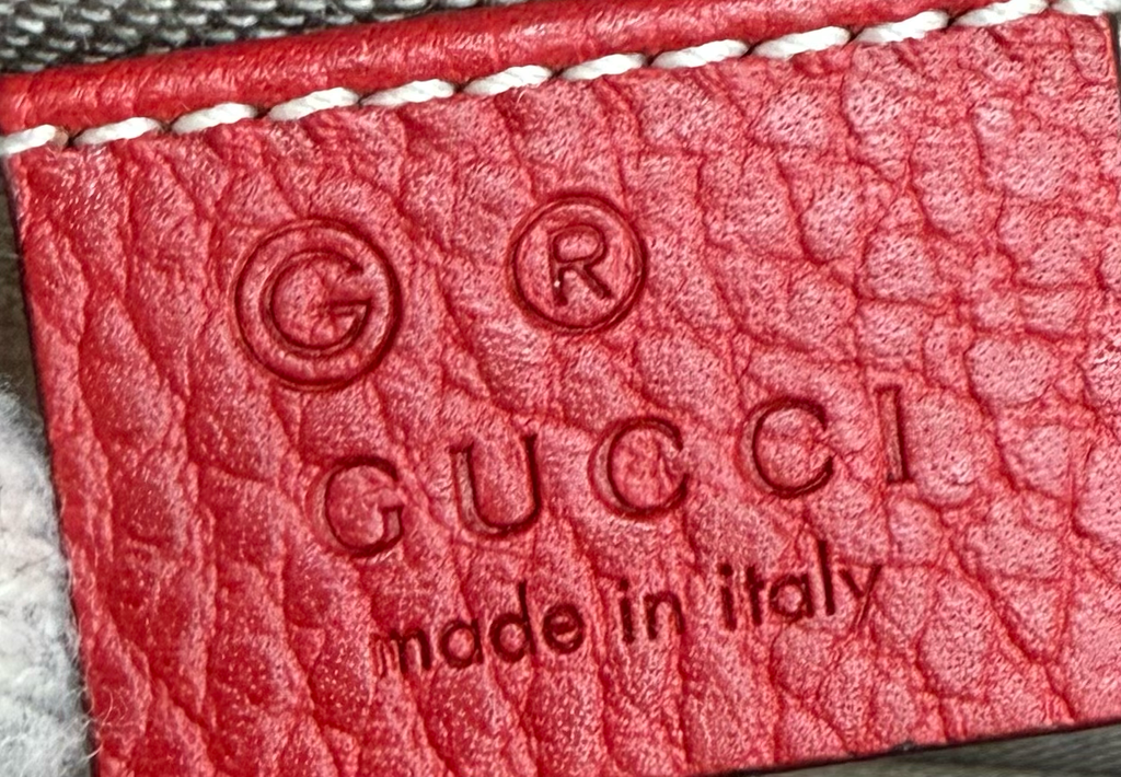 Gucci Pebbled Calfskin Red Dollar Interlocking Tote Crossbody
