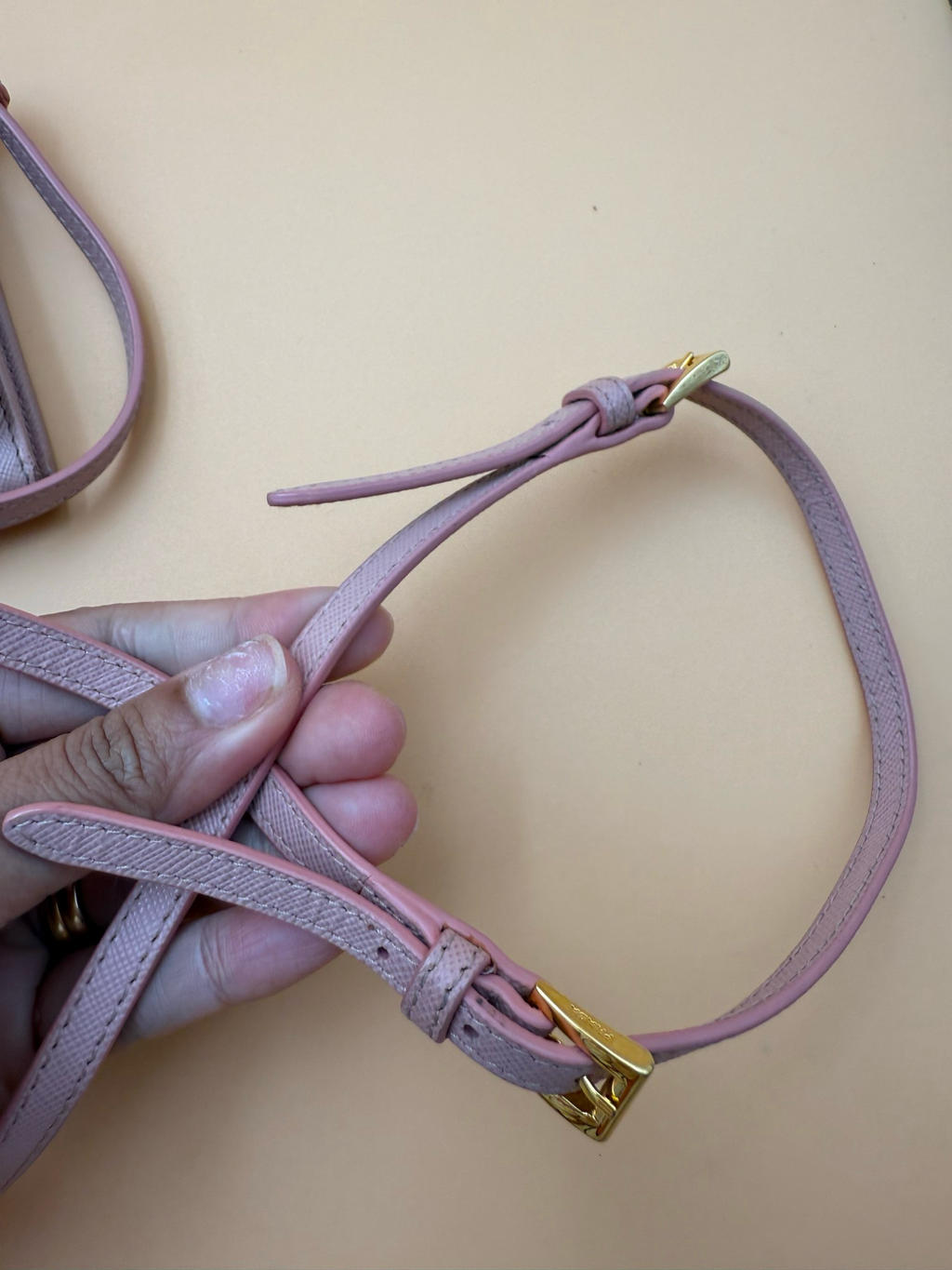Prada Saffiano Metal Bar Wallet on Chain Crossbody
