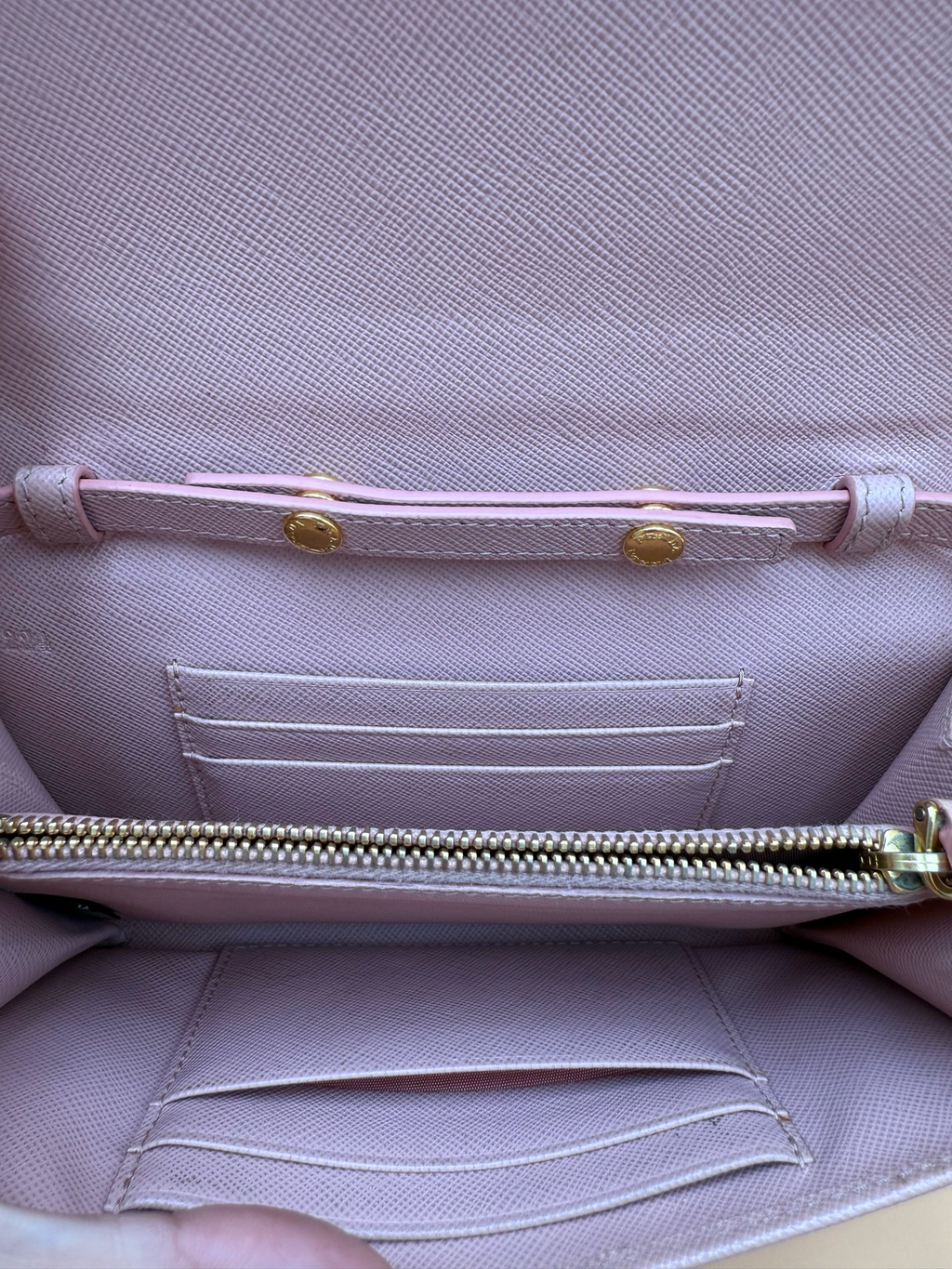 Prada Saffiano Metal Bar Wallet on Chain Crossbody