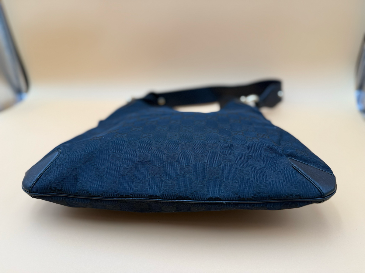 Gucci Creole Horsebit Hobo Canvas Black Shoulder
