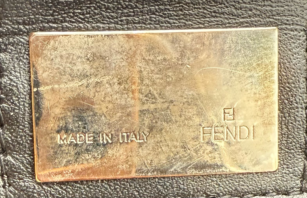 Fendi Zucca Baguette Double Flap Hobo Shoulder Black