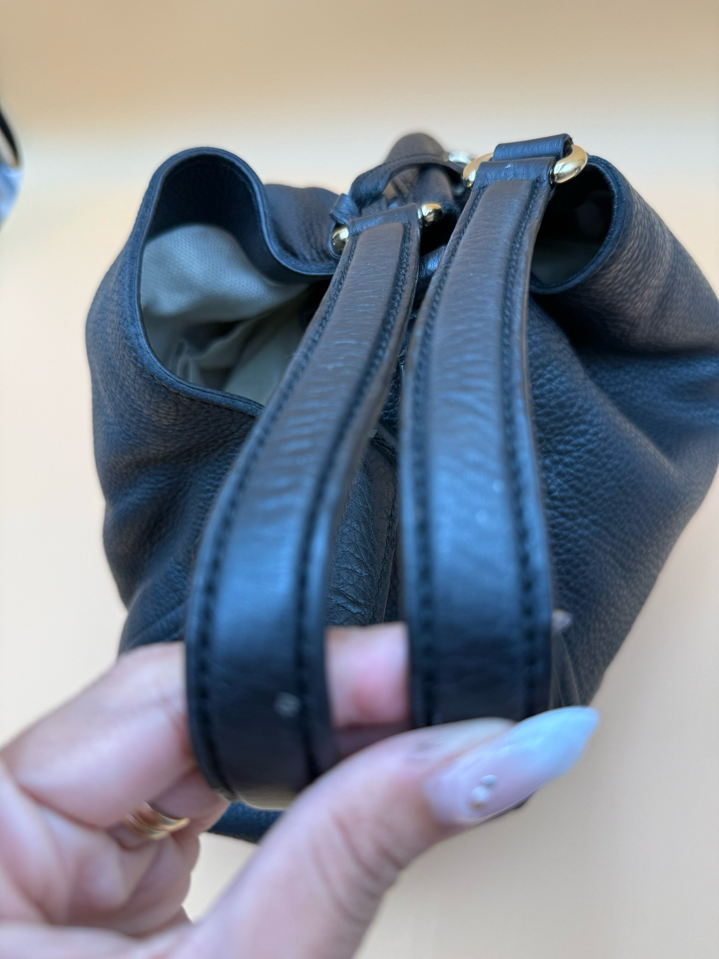 Gucci Soho Pebbled Calfskin Tote Shoulder Bag Black