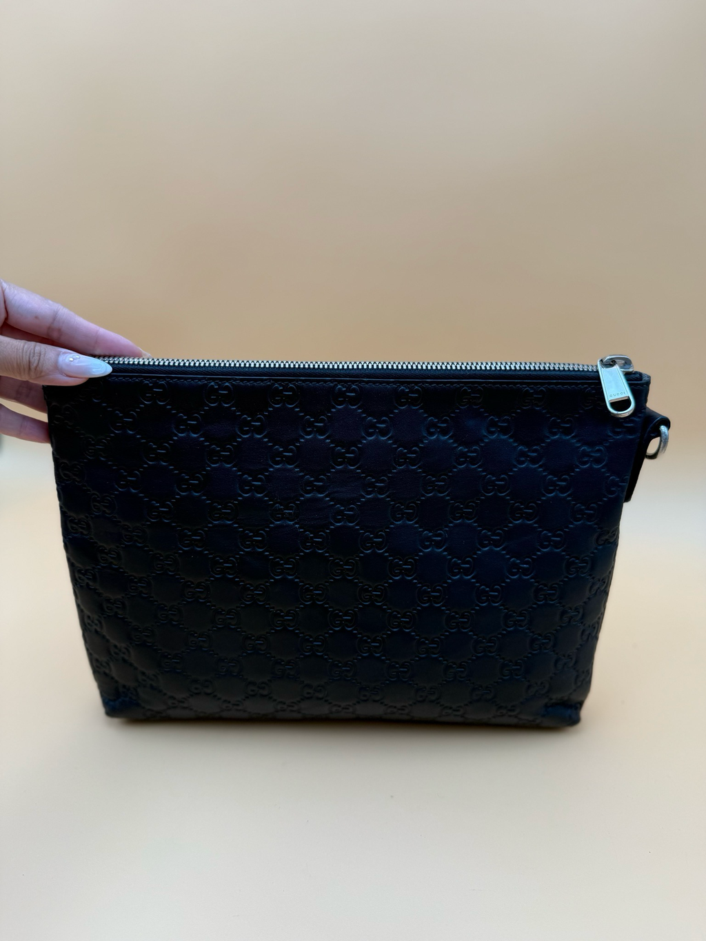 Gucci Monogram Leather Guccissima Clutch Bag