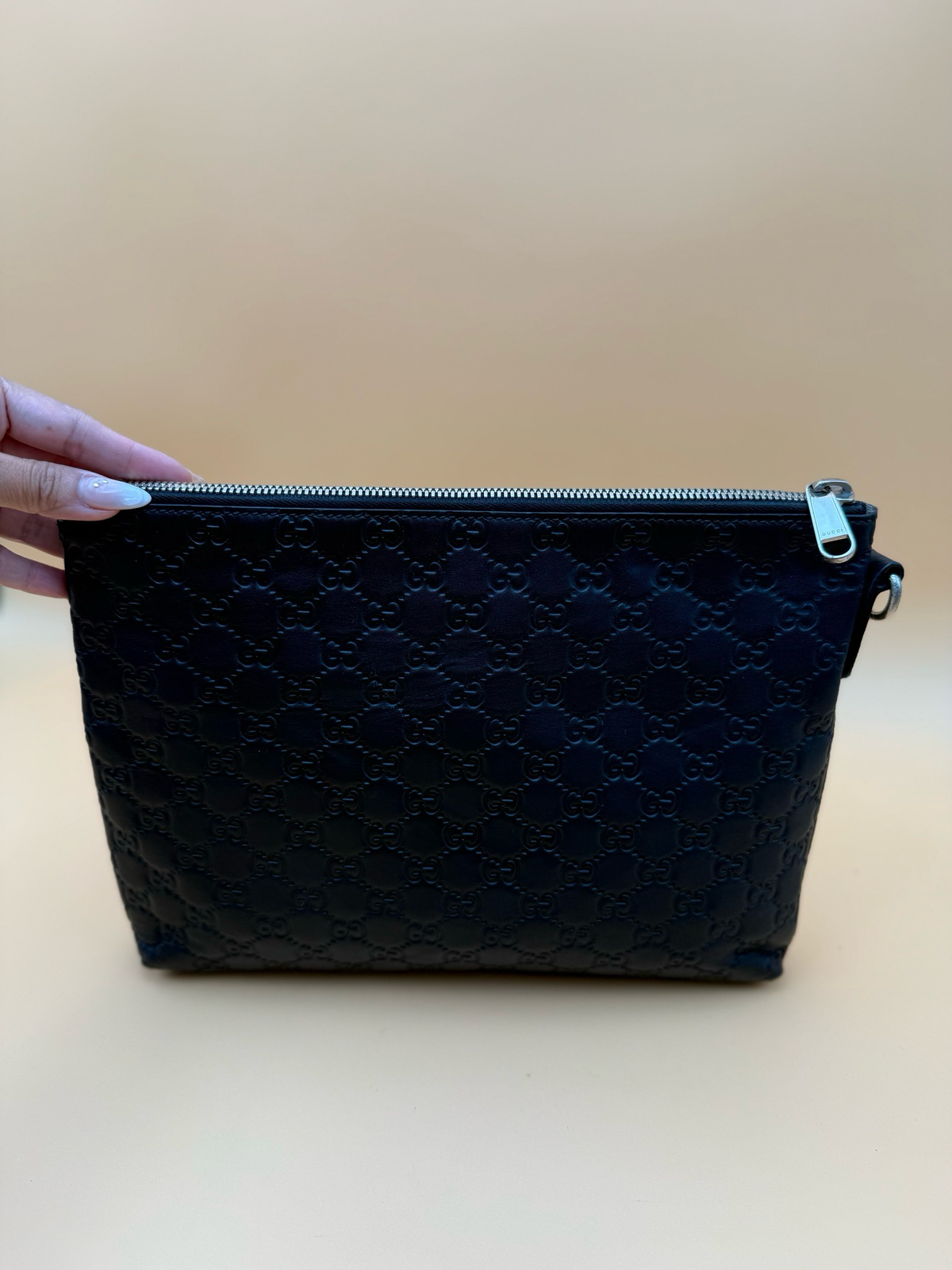 Gucci Monogram Leather Guccissima Clutch Bag