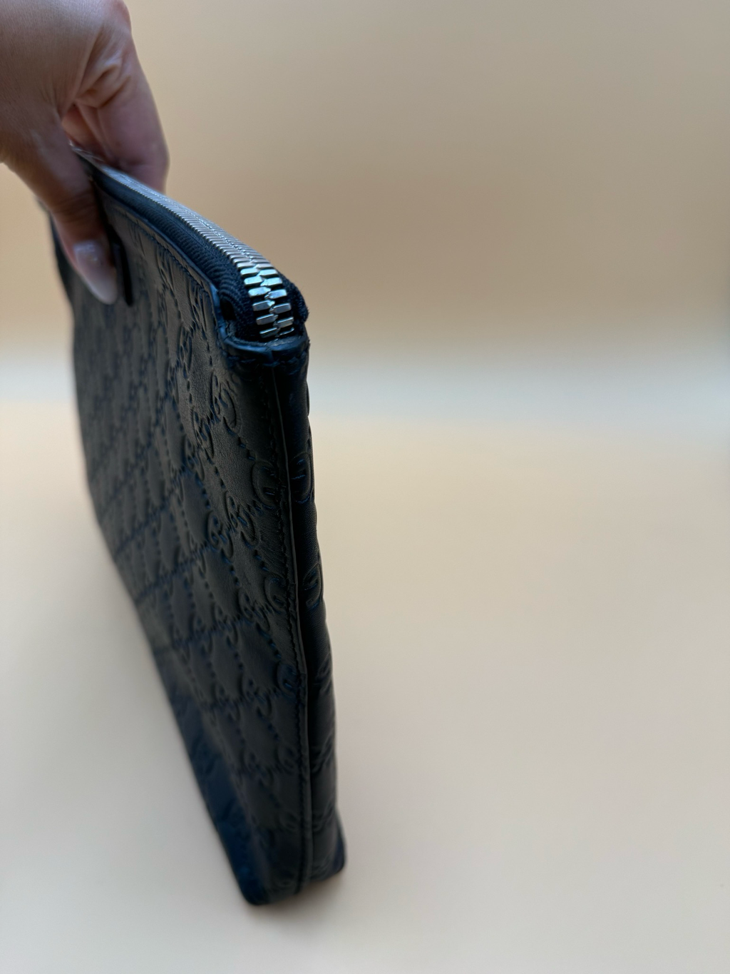 Gucci Monogram Leather Guccissima Clutch Bag