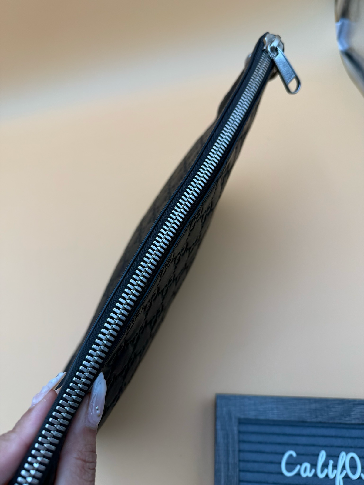 Gucci Monogram Leather Guccissima Clutch Bag