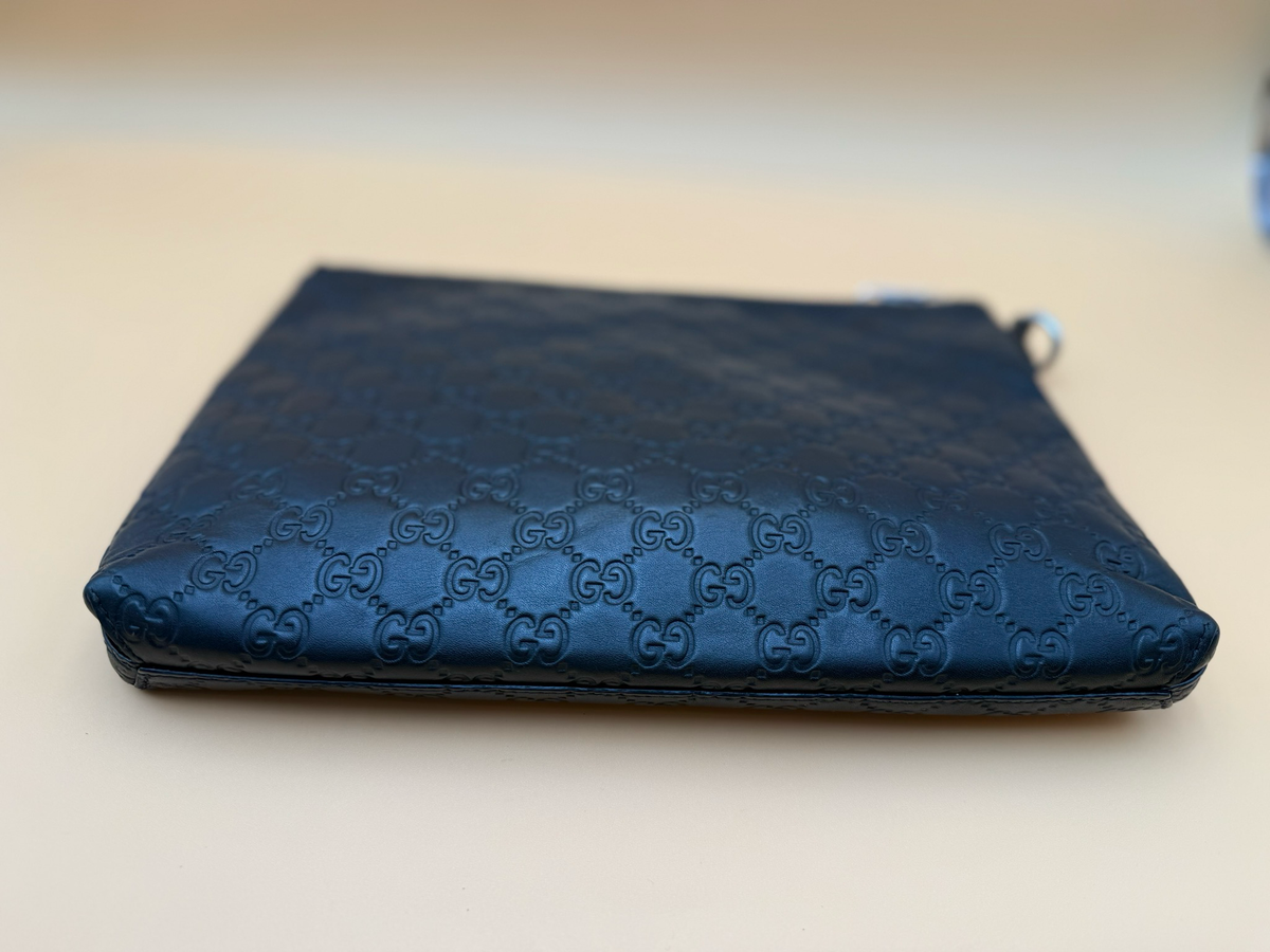 Gucci Monogram Leather Guccissima Clutch Bag
