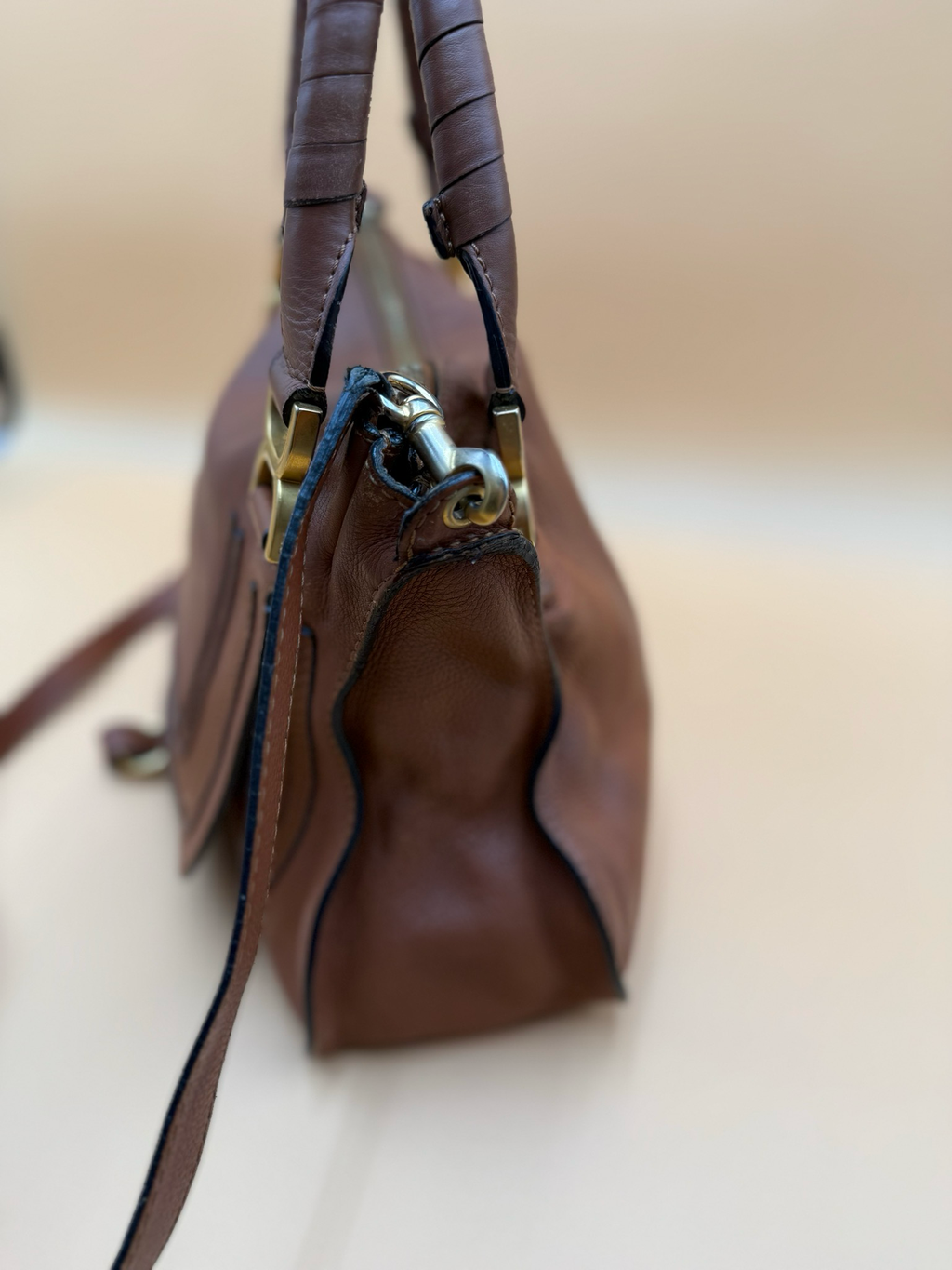 Chloe Marcie Saddle Medium Crossbody Tan