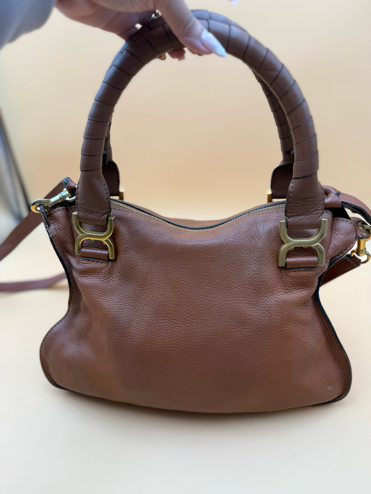 Chloe Marcie Saddle Medium Crossbody Tan