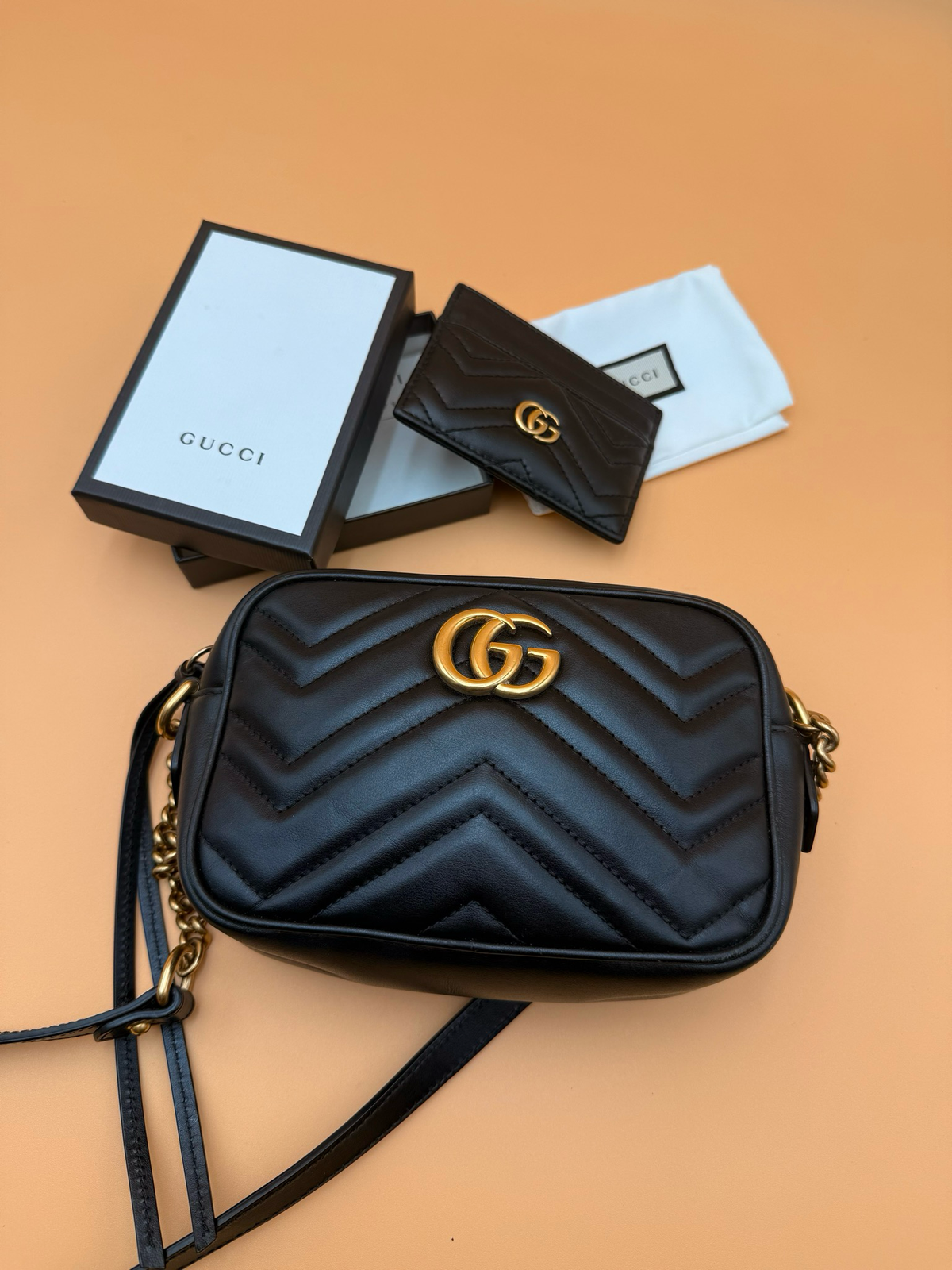 Gucci Marmont Mini Crossbody with Card Holder Bundle
