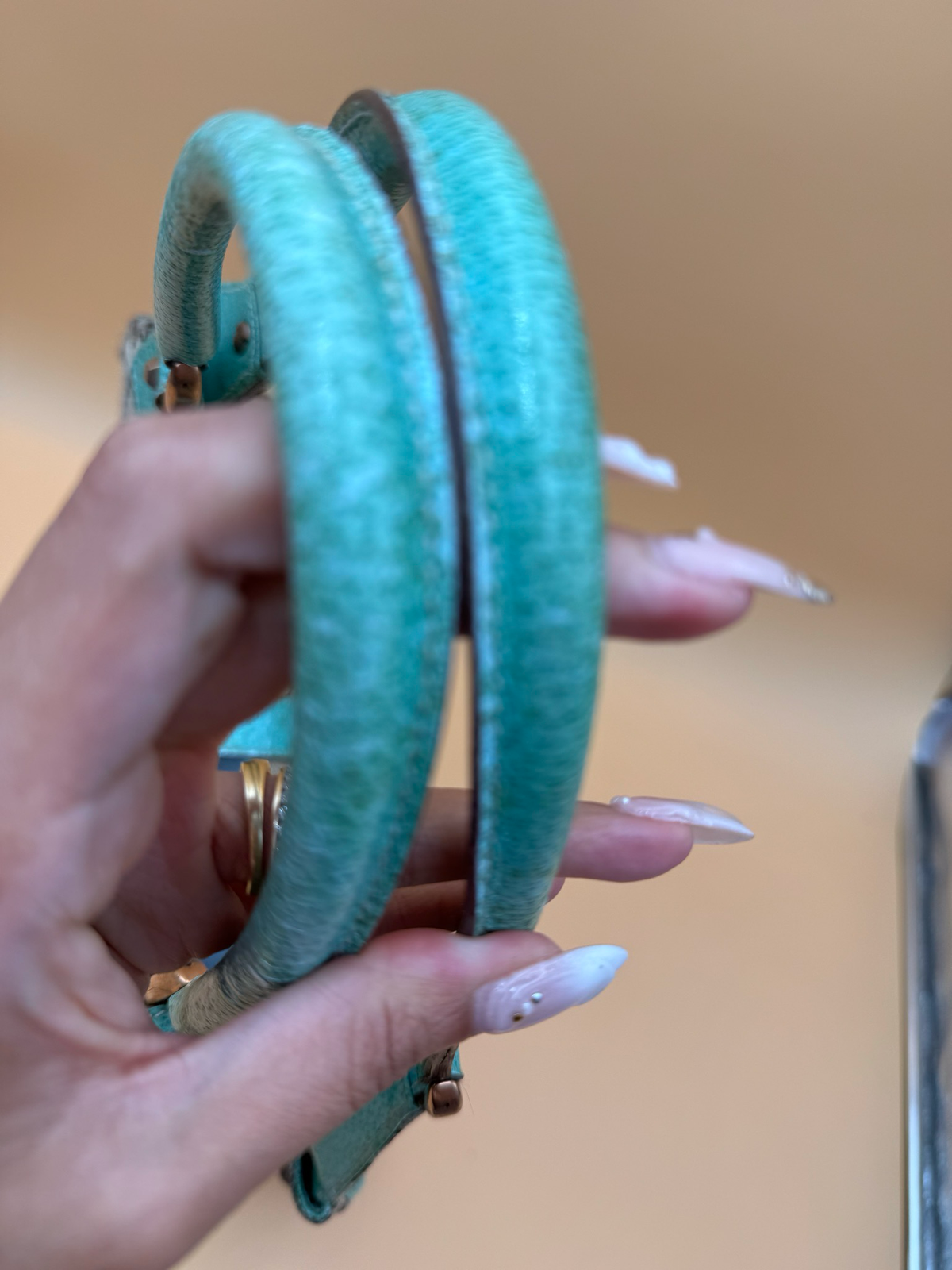 Gucci Canvas Jackie Piston Lock Teal Shoulder